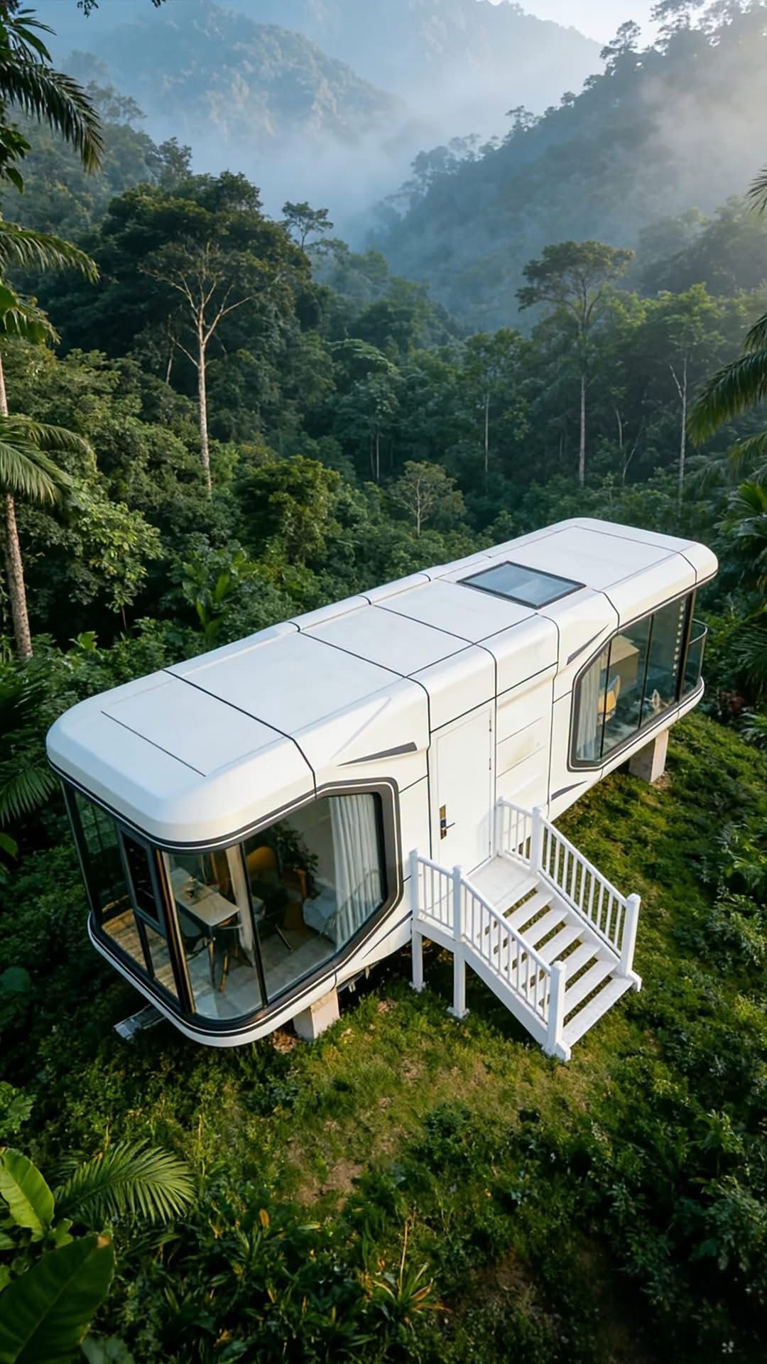 Capsule on hillside deck