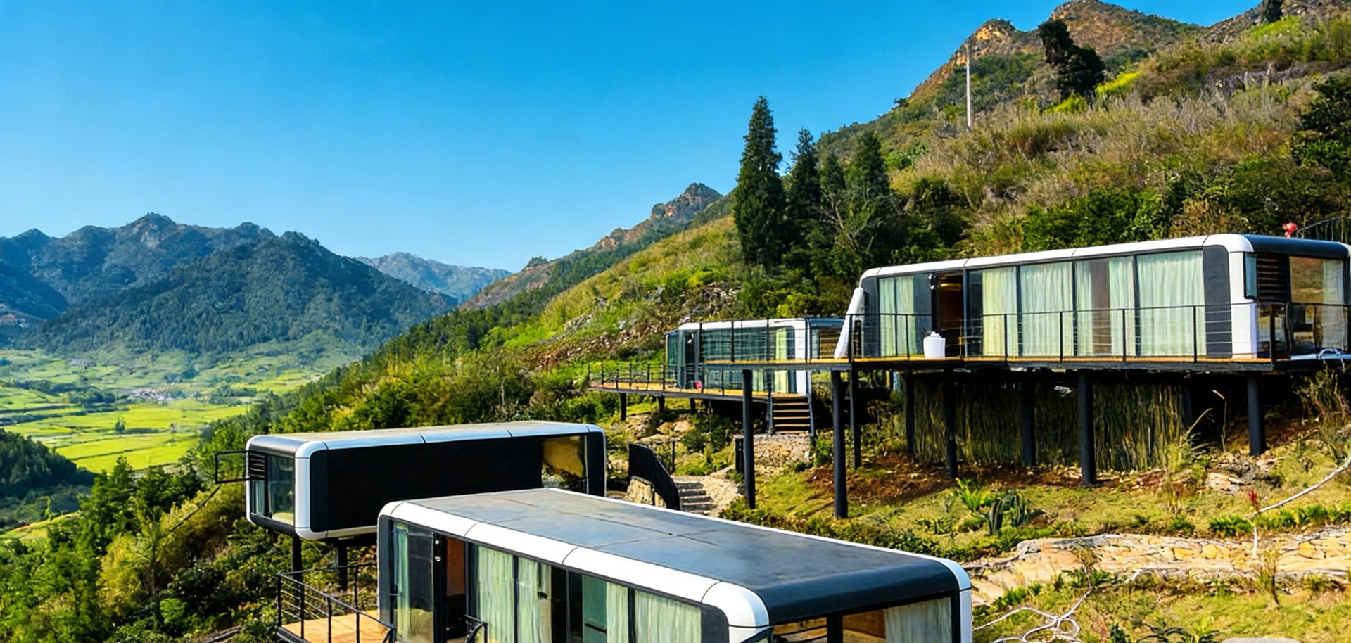 Capsule terraces above the valley
