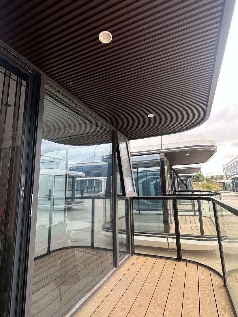 Curved timber interior detail