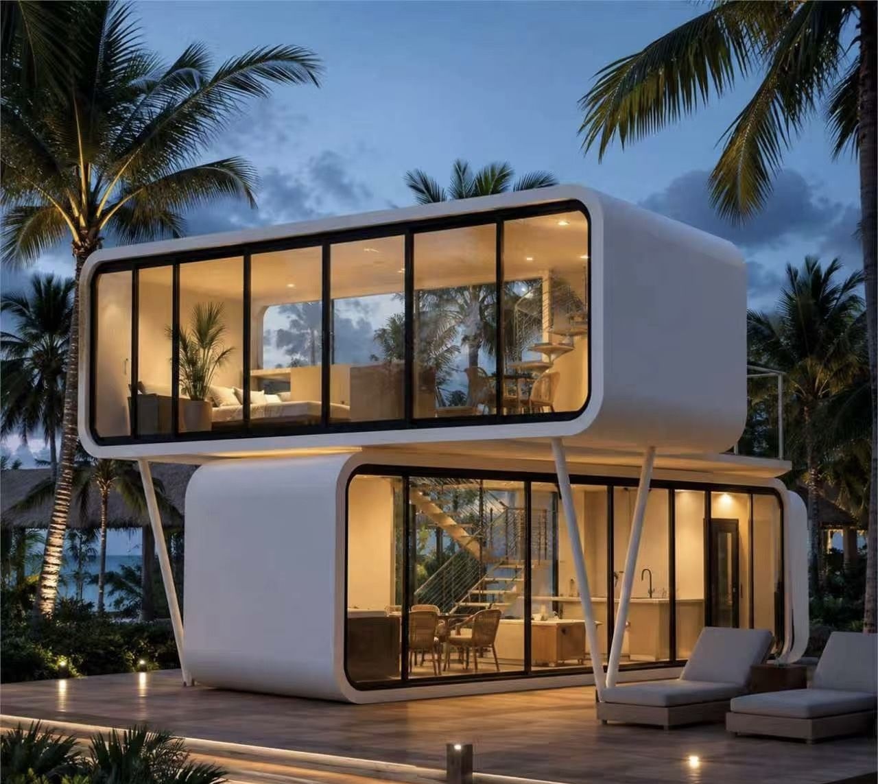 Duplex capsule villa by the pool