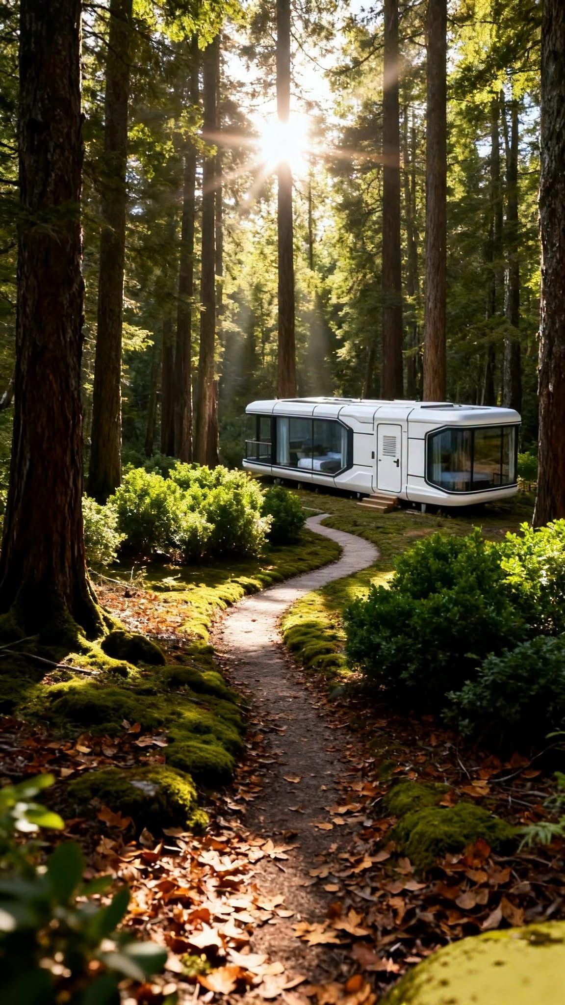 Glass capsule in forest