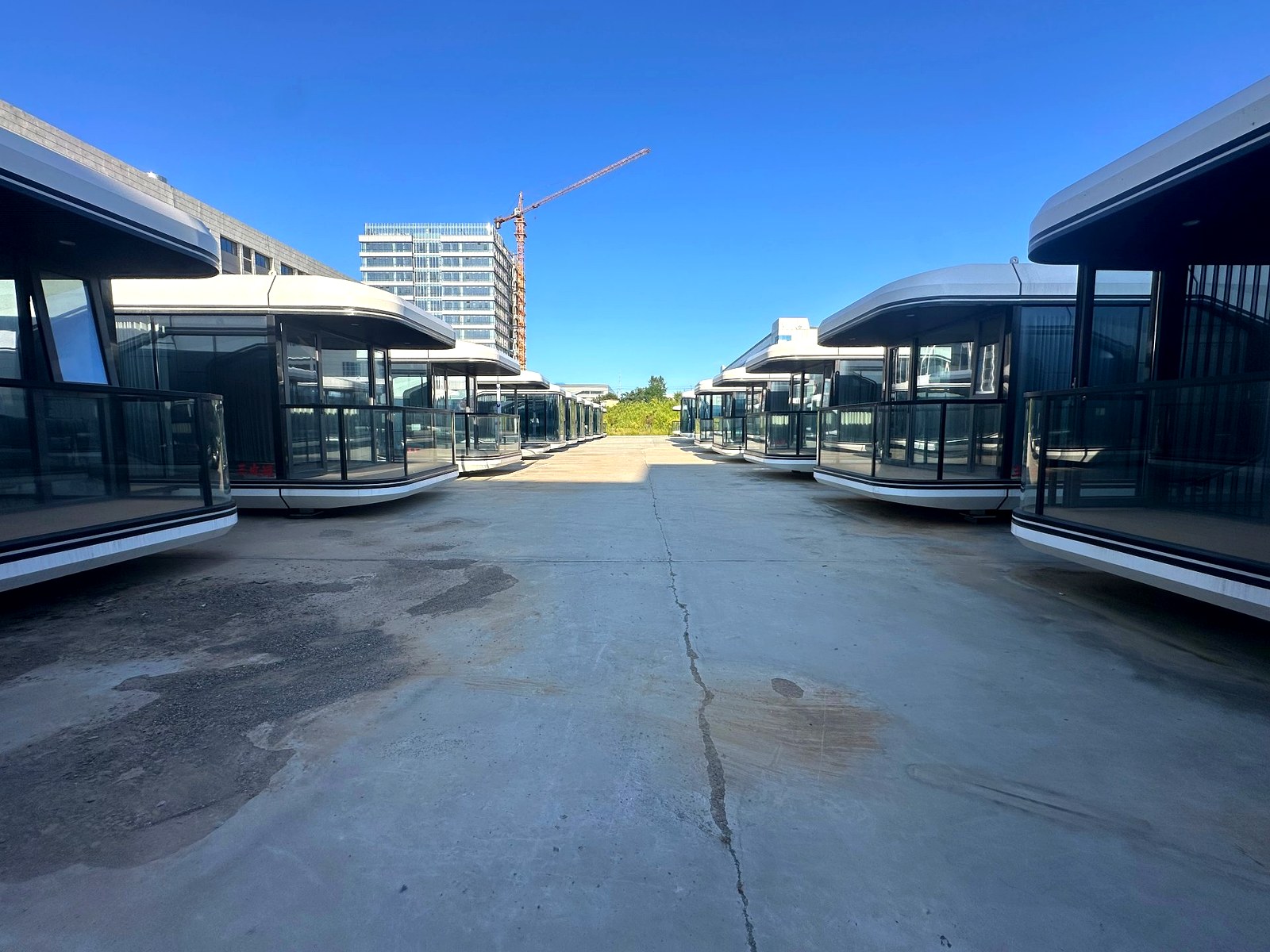 Finished units lined up in the yard