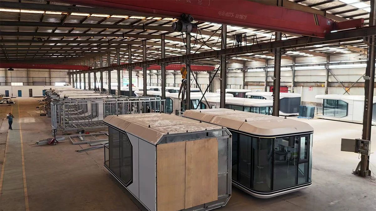 Capsules in production hall