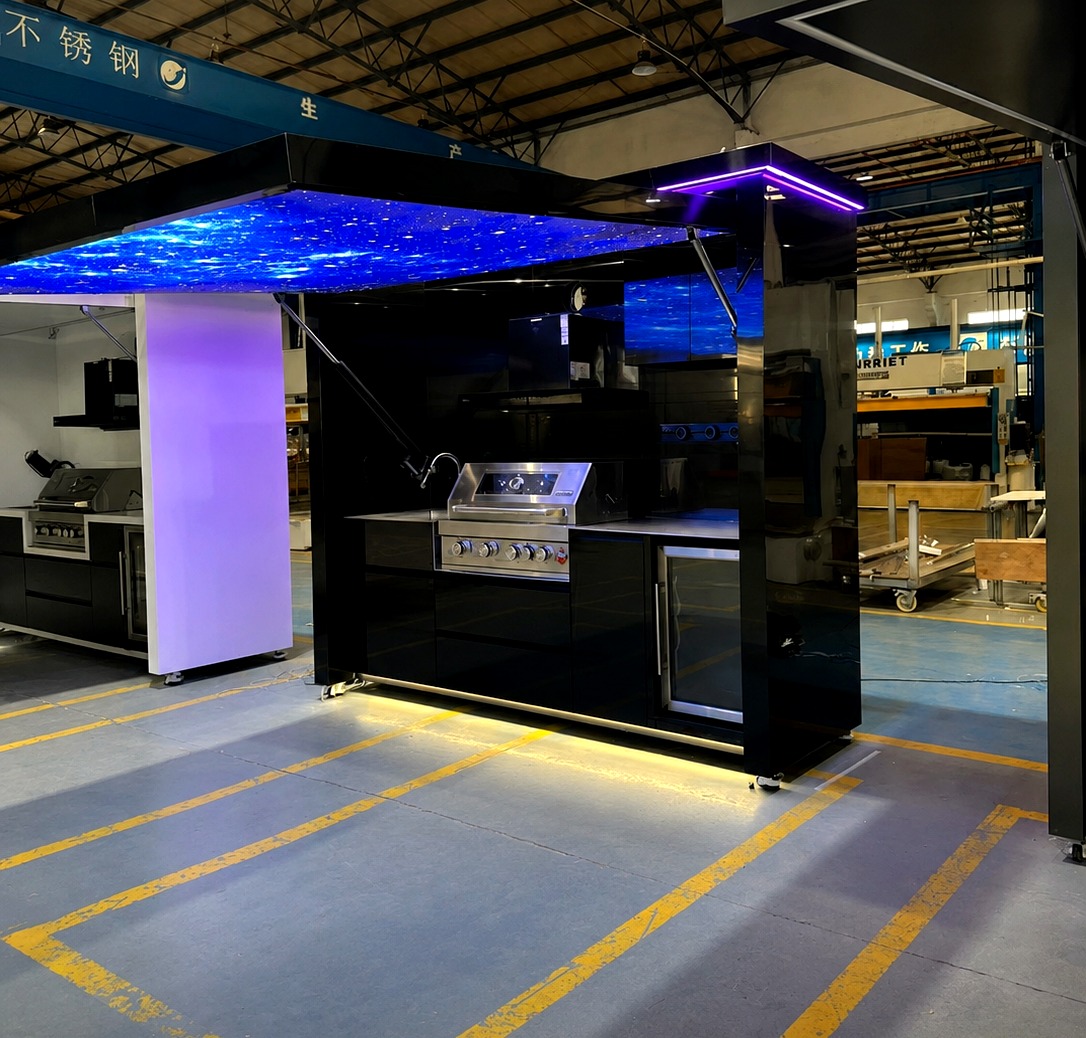 Premium lift-up outdoor kitchen with real star ceiling canopy